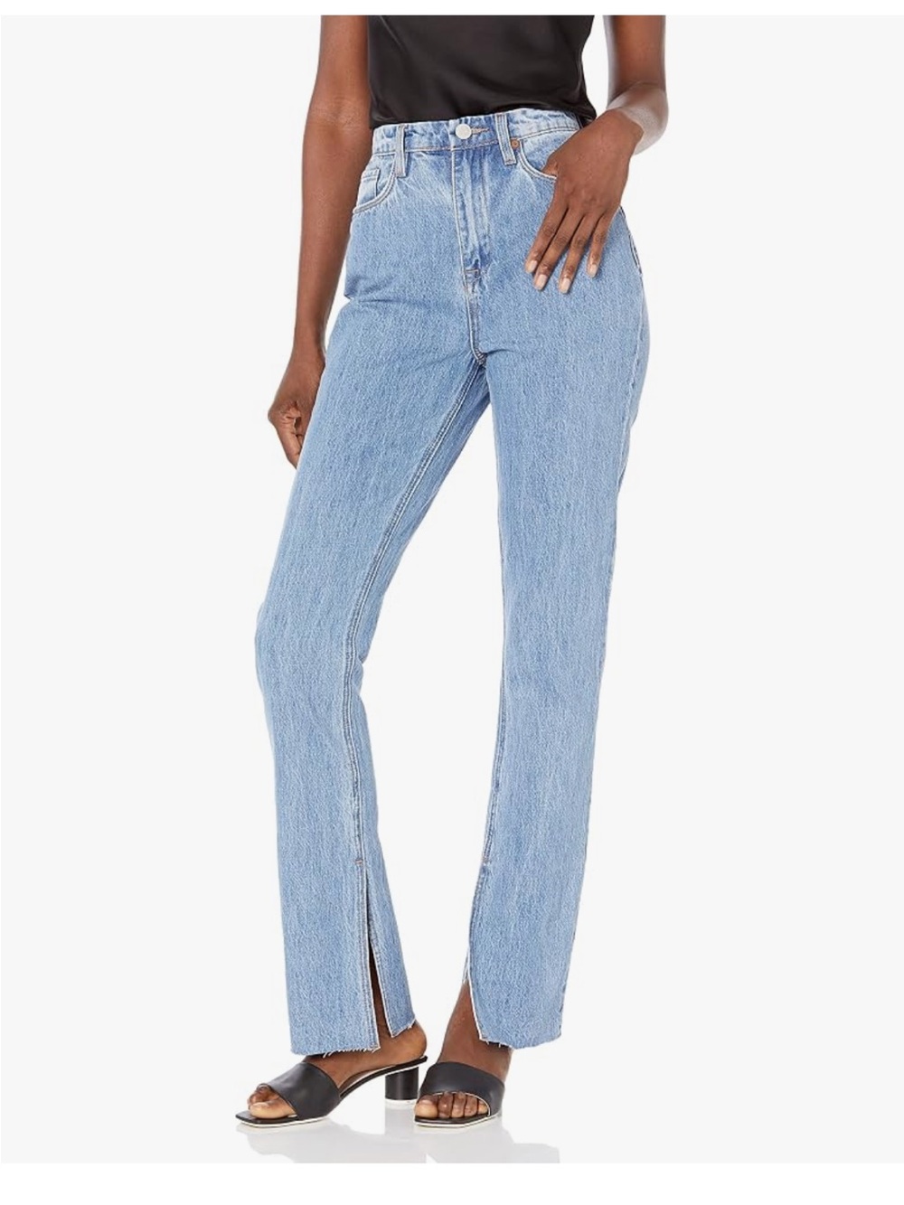 NWT Blank NYC Light Blue Straight Leg Jeans with Front Slit